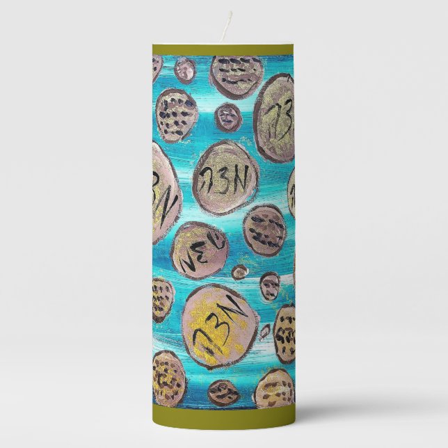 Modern Joyful Matzah Pillar Candle (Front)