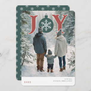 Modern Joyful Snowflake Holiday Photo Card