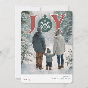 Modern Joyful Snowflake Holiday Photo Card