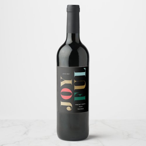 Modern Joyful Type Christmas Holiday Wine Label