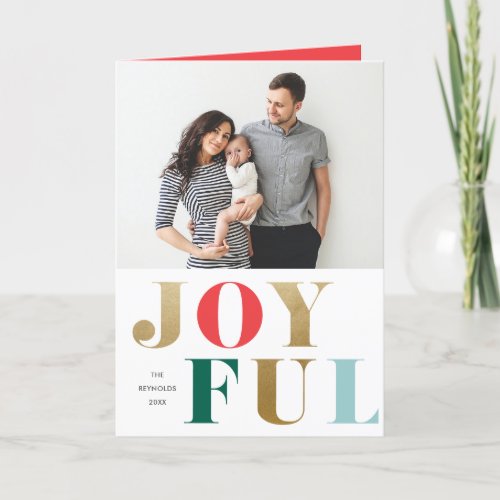 Modern Joyful Type Elegant 2 Photo Christmas  Holiday Card
