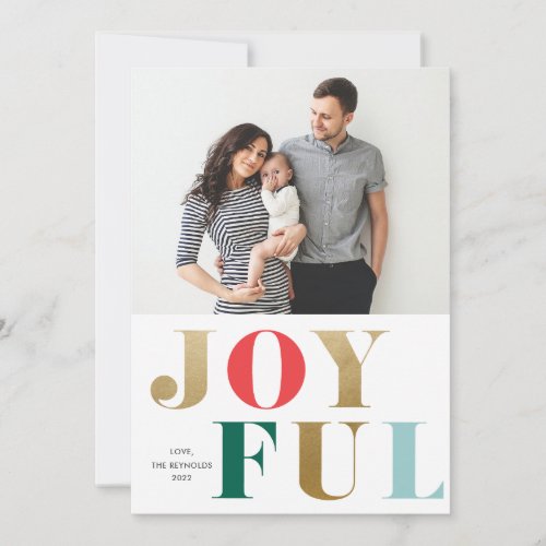 Modern Joyful Type Photo Christmas Holiday Card