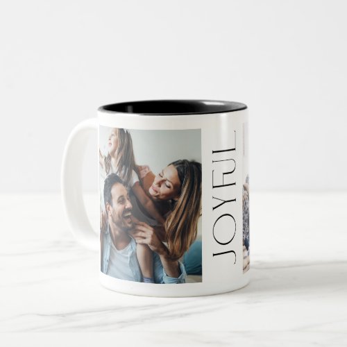 Modern Joyful Typography 2 Photo Two_Tone Coffee Mug