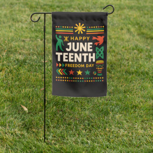 Modern Juneteenth Freedom Day Geometric Garden Flag