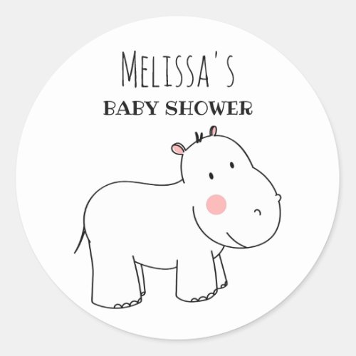 Modern Jungle Animal Hippo Birthday Party Favors Classic Round Sticker