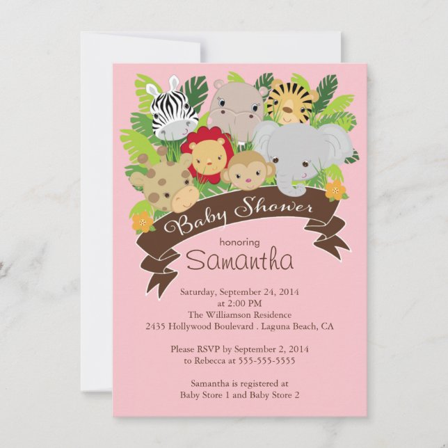 Modern Jungle Safari Animals Baby Shower Invitation (Front)