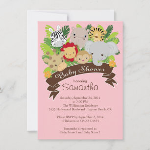 Modern Jungle Safari Animals Baby Shower Invitation