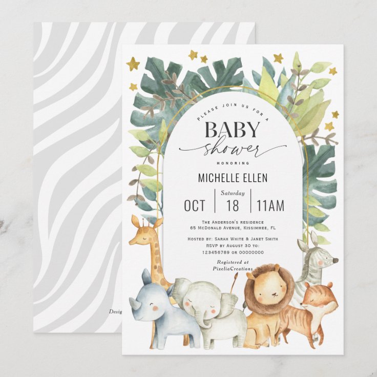 Modern Jungle Safari Themed Baby Shower Invitation Zazzle