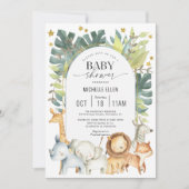 Modern Jungle Safari Themed Baby Shower Invitation (Front)