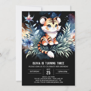 Modern Jungle Tiger Birthday Invitation