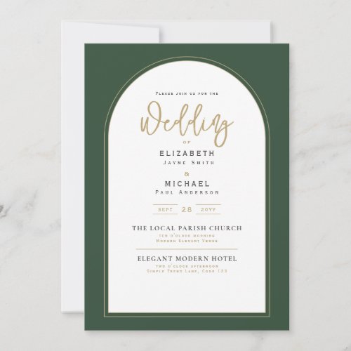 Modern Juniper Green Wedding Invitation
