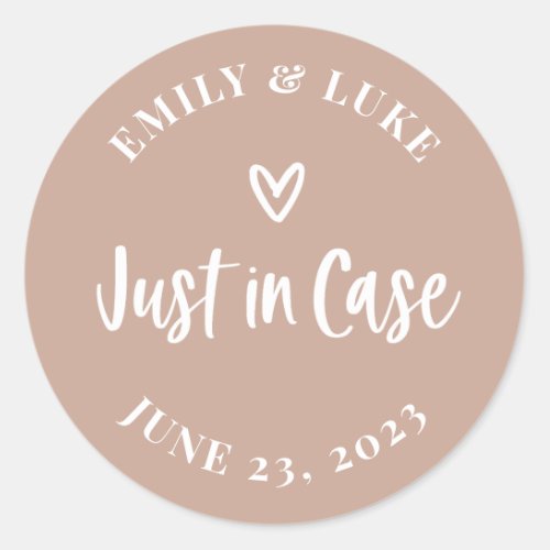 Modern Just in Case Wedding Recovery Kit  Classic Round Sticker