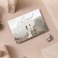 Modern Just Married 3 Photo QR Code Wedding