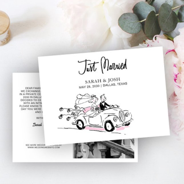 Modern Just Married Black & White Newly Weds Photo Invitation (Creator Uploaded)
