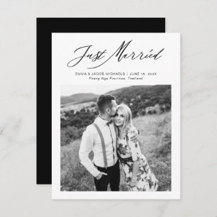 Modern Just Married Calligraphy Wedding Elopement
