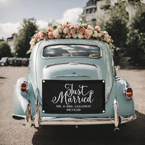 Modern Just Married Car Banner