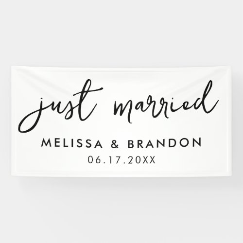 Modern Just Married Elegant Script Wedding Banner