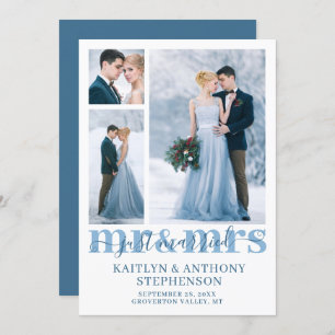 Modern Just Married Mr Mrs Custom Color Wedding Announcement