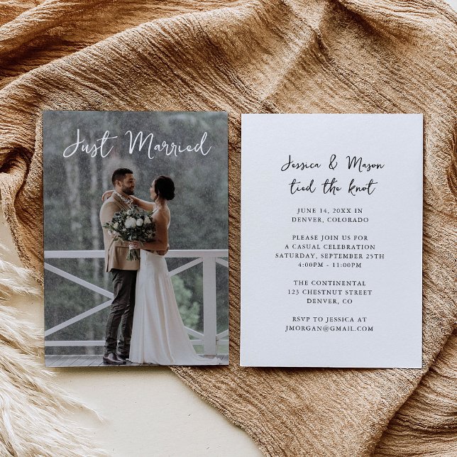 Modern Just Married Photo Elopement Announcement (Creator Uploaded)