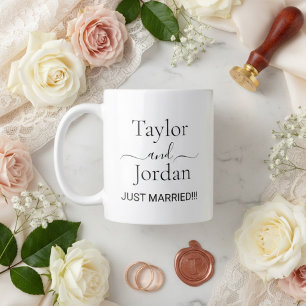 Modern "Just Married" Wedding Minimalist  Giant Coffee Mug