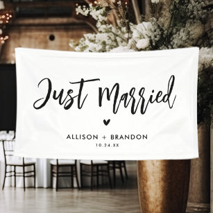 Modern Just Married Wedding Reception  Banner