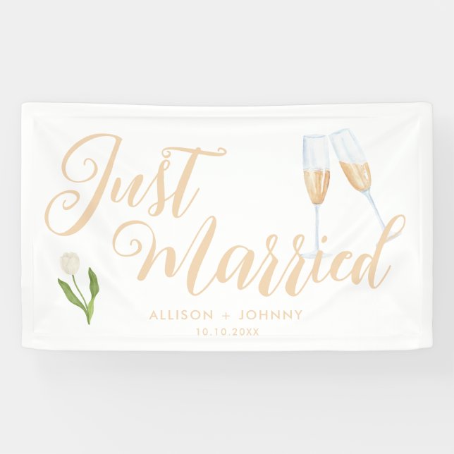 Modern Just Married Wedding Reception car Banner (Horizontal)