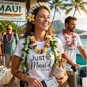 Modern Just Maui'd Hawaii Honeymoon Couple Tri-Blend Shirt