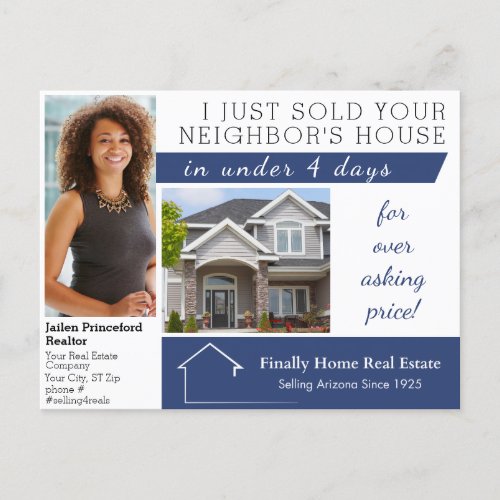Modern Just Sold Real Estate Marketing Mailer Postcard