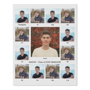 Modern K-12 School Years Graduate Picture Frame Faux Canvas Print