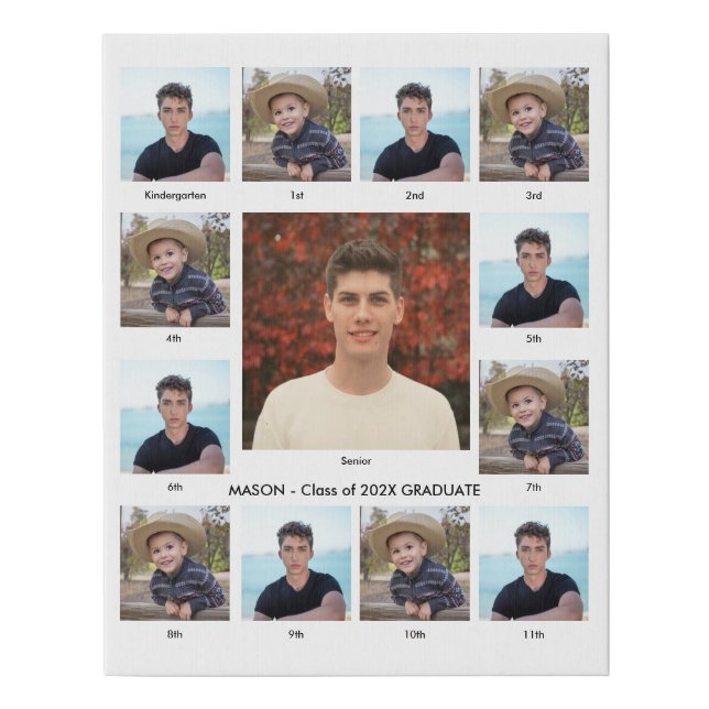 Modern K-12 School Years Graduate Picture Frame Faux Canvas Print (Front)