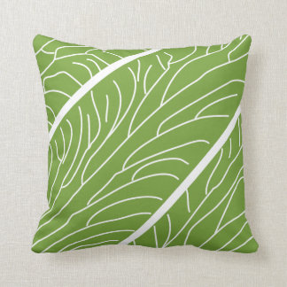 Modern Kalo Leaf White/Green Throw Pillow