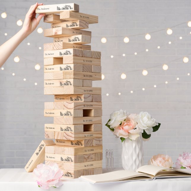 Modern Kansas City Wedding Guestbook Lawn Game Topple Tower (Wedding)