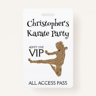 Modern Karate Party Kids Birthday VIP Pass Badge