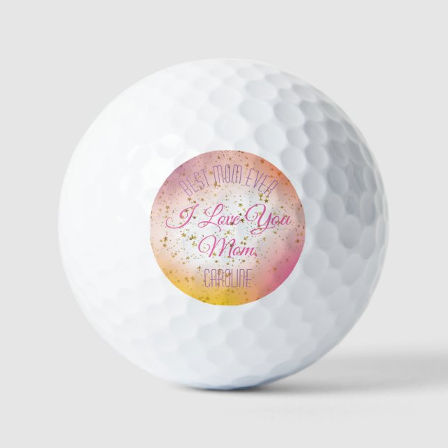 Modern Kawaii Pink Best Mom Ever Mothers Day Golf Balls (Front)