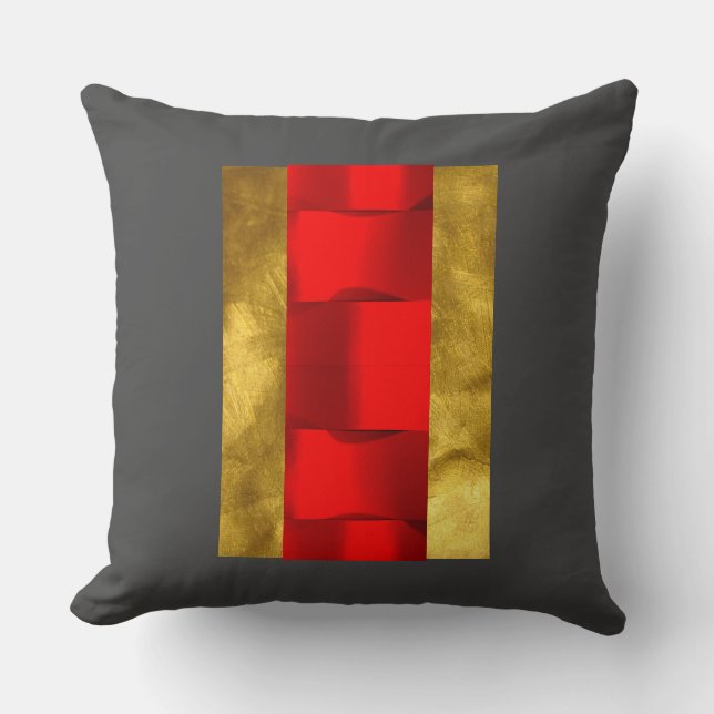 Modern Keep Gold 3D Red Gray Pillow (Front)