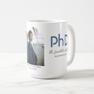 Modern Keepsake Blue Photo PhD Graduation Coffee Mug