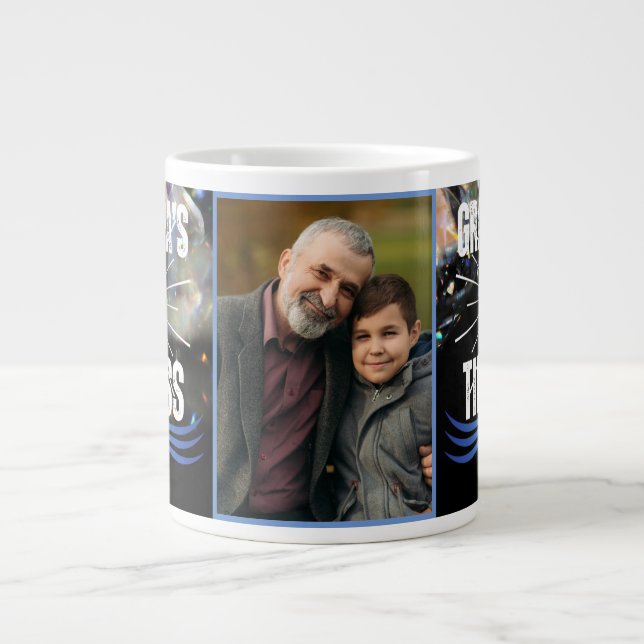 Modern Keepsake Grandfather Grandpa Family Photo Giant Coffee Mug (Front)