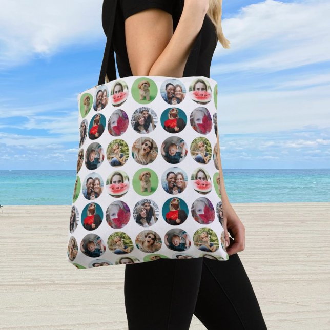 Modern Keepsake Multi Photo Circular Template Tote Bag (Creator Uploaded)