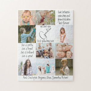 Modern Keepsake Photo Collage Best Grandma Ever Jigsaw Puzzle