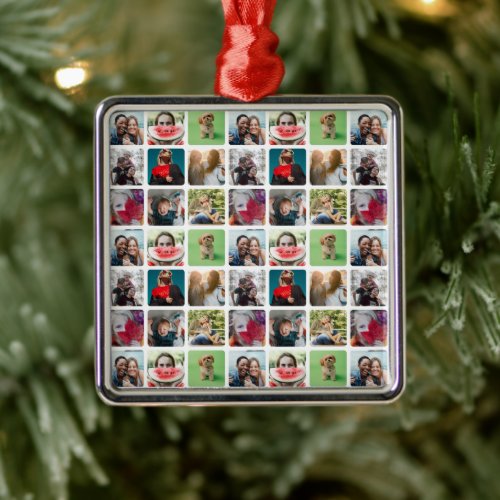 Modern Keepsake Photo Collage Pattern  Metal Ornament