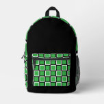 Modern Kelly Green &amp; Black Geometric Backpack 