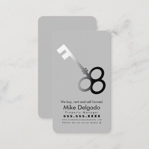 Modern Key Home Sales Broker Beige Business Card