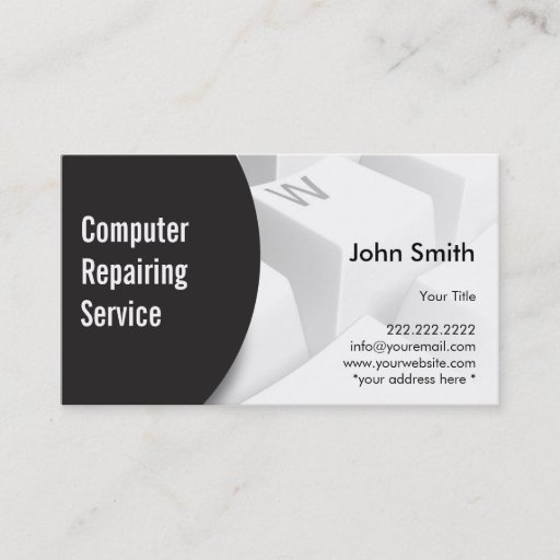 Customizable Modern Keyboard Computer Repairing Businss Card Business Card Template