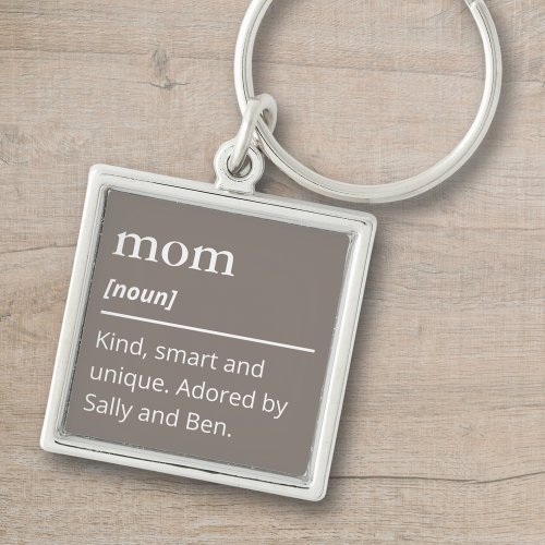 Modern keychain with mom definition and kids names