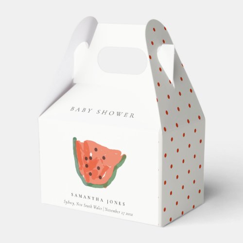 Modern Kid Hand Drawn Watermelon Fruit Baby Shower Favor Boxes