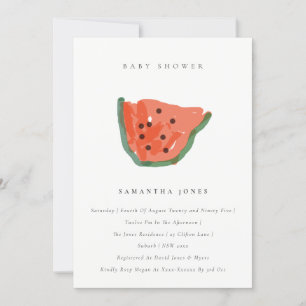 Modern Kid Hand Drawn Watermelon Fruit Baby Shower Invitation