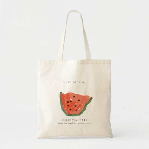 Modern Kid Hand Drawn Watermelon Fruit Baby Shower Tote Bag