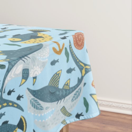 Modern Kids Children Birthday Shark Party Boys Tablecloth