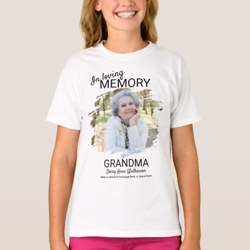 Modern  Kids  Grandma Photo Memorial T_Shirt