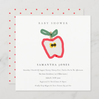 Modern Kids Hand Drawn Apple Fruit Baby Shower Invitation